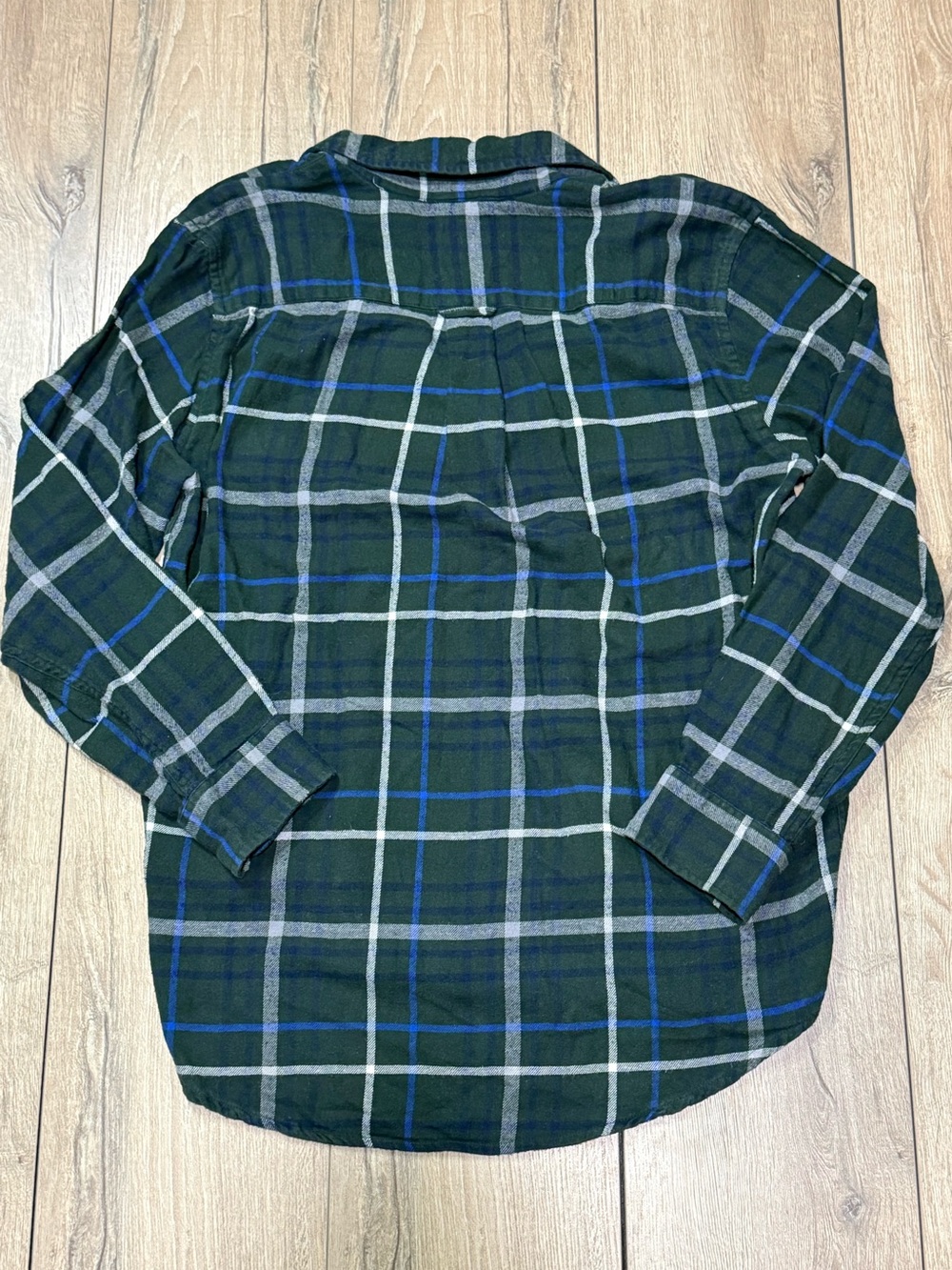 Chaps Plaid Flannel Long Sleeve Button Down Shirt Green Blue Size Medium - Picture 3 of 11